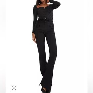 Veronica Beard Giselle Extra High Rise Flare Jeans Black Onyx 24 NWT New